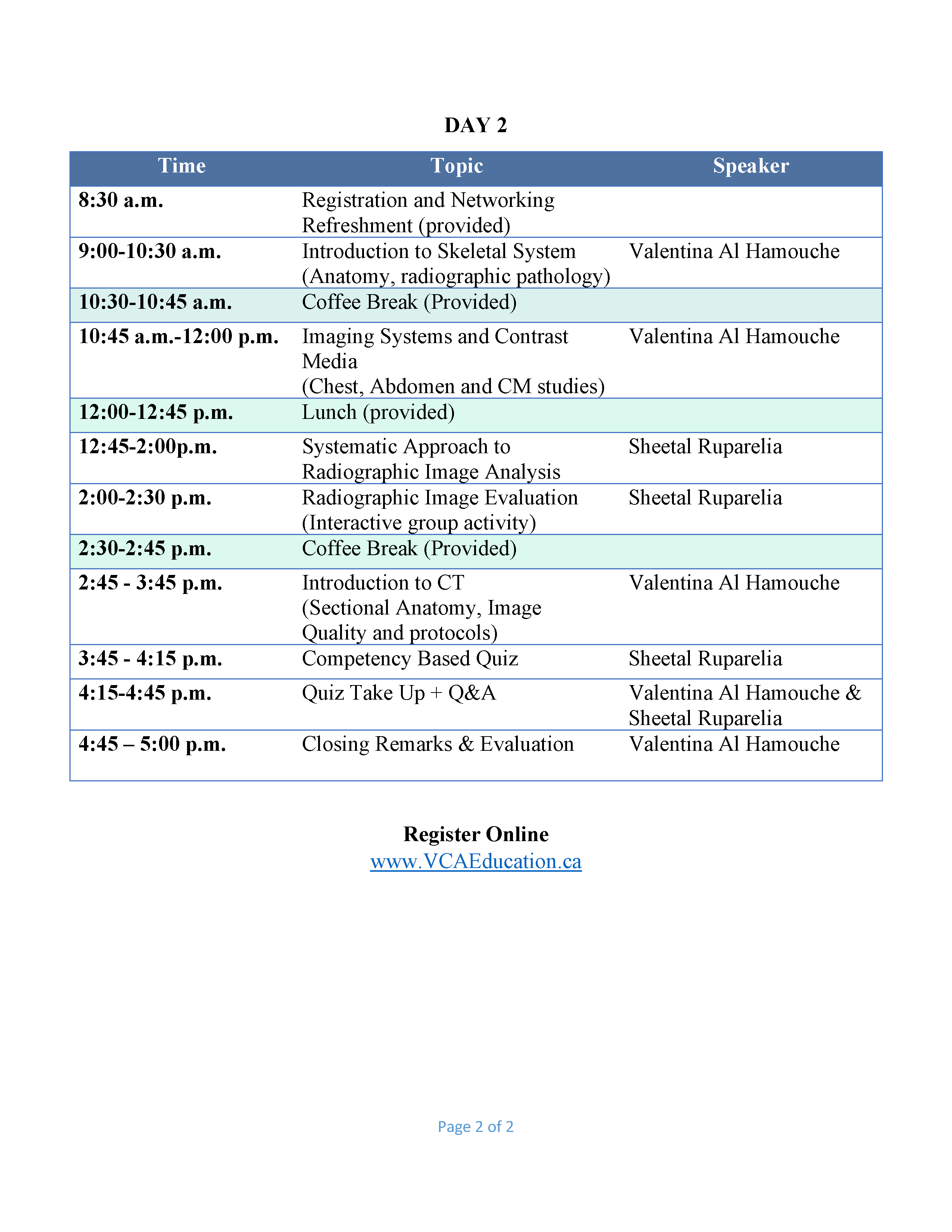 Education Day Schedule Day2