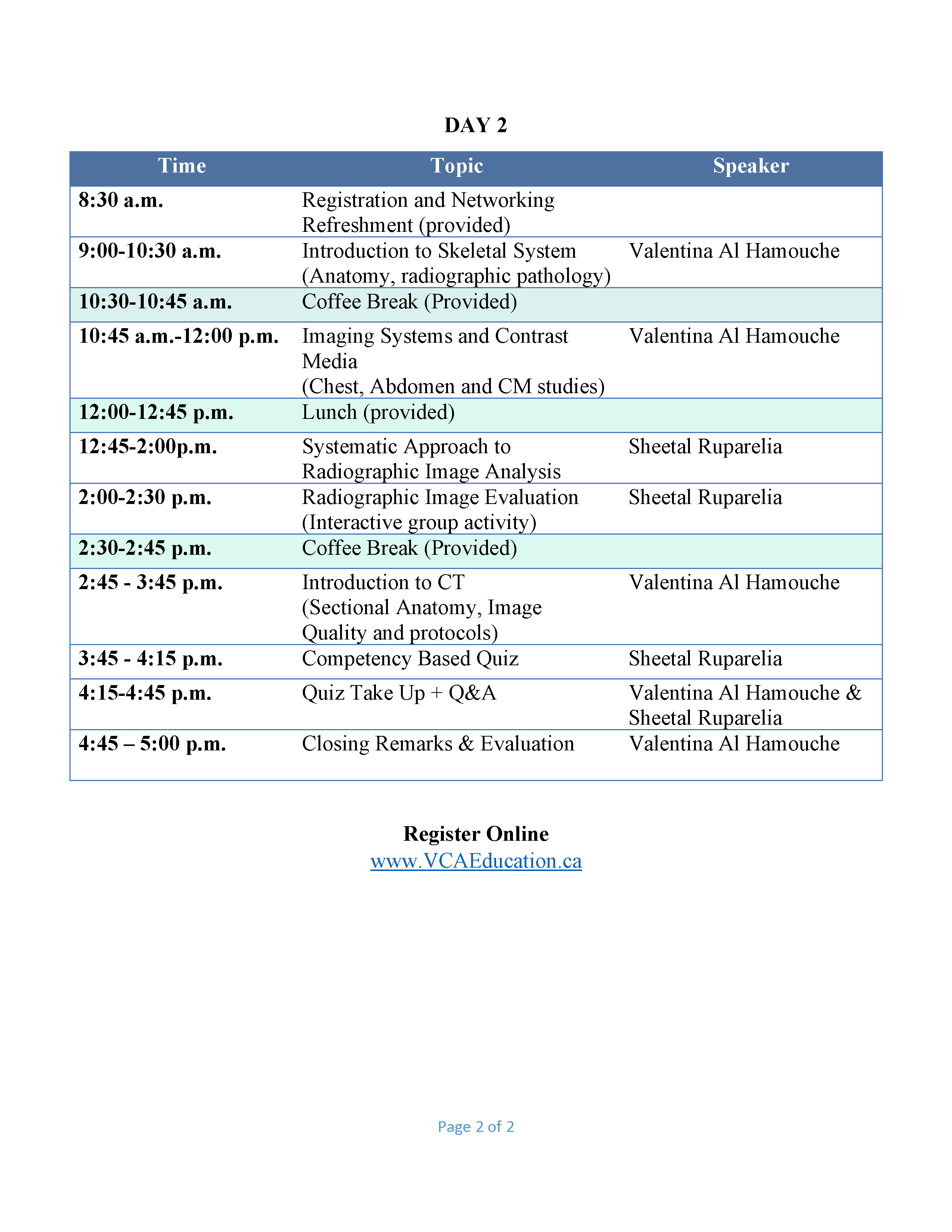 Education Day Schedule Day2