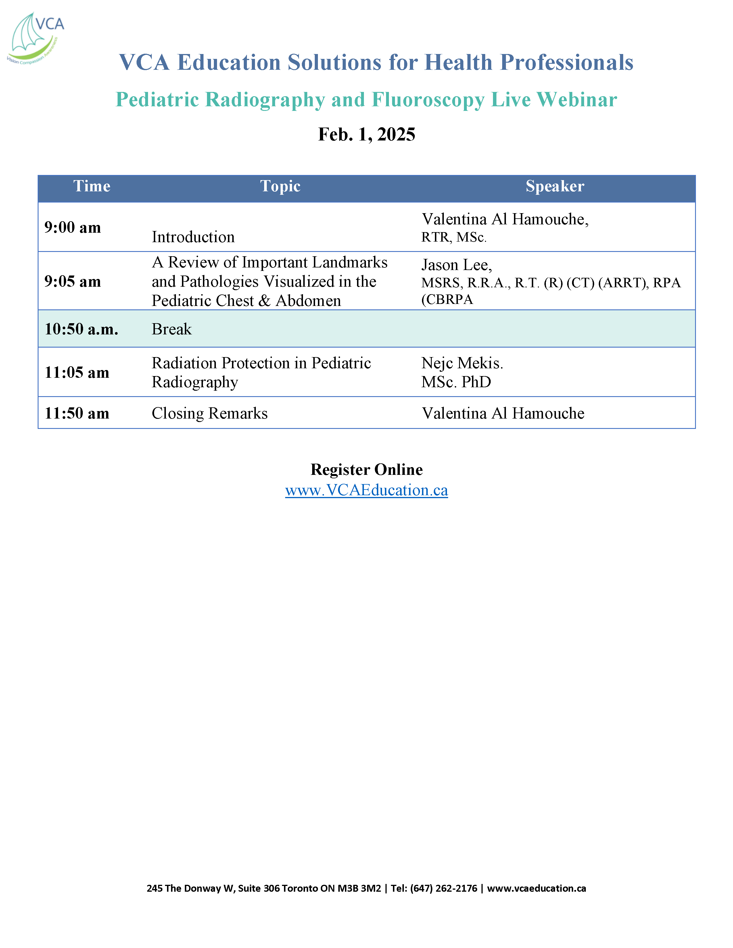 Education Day Schedule