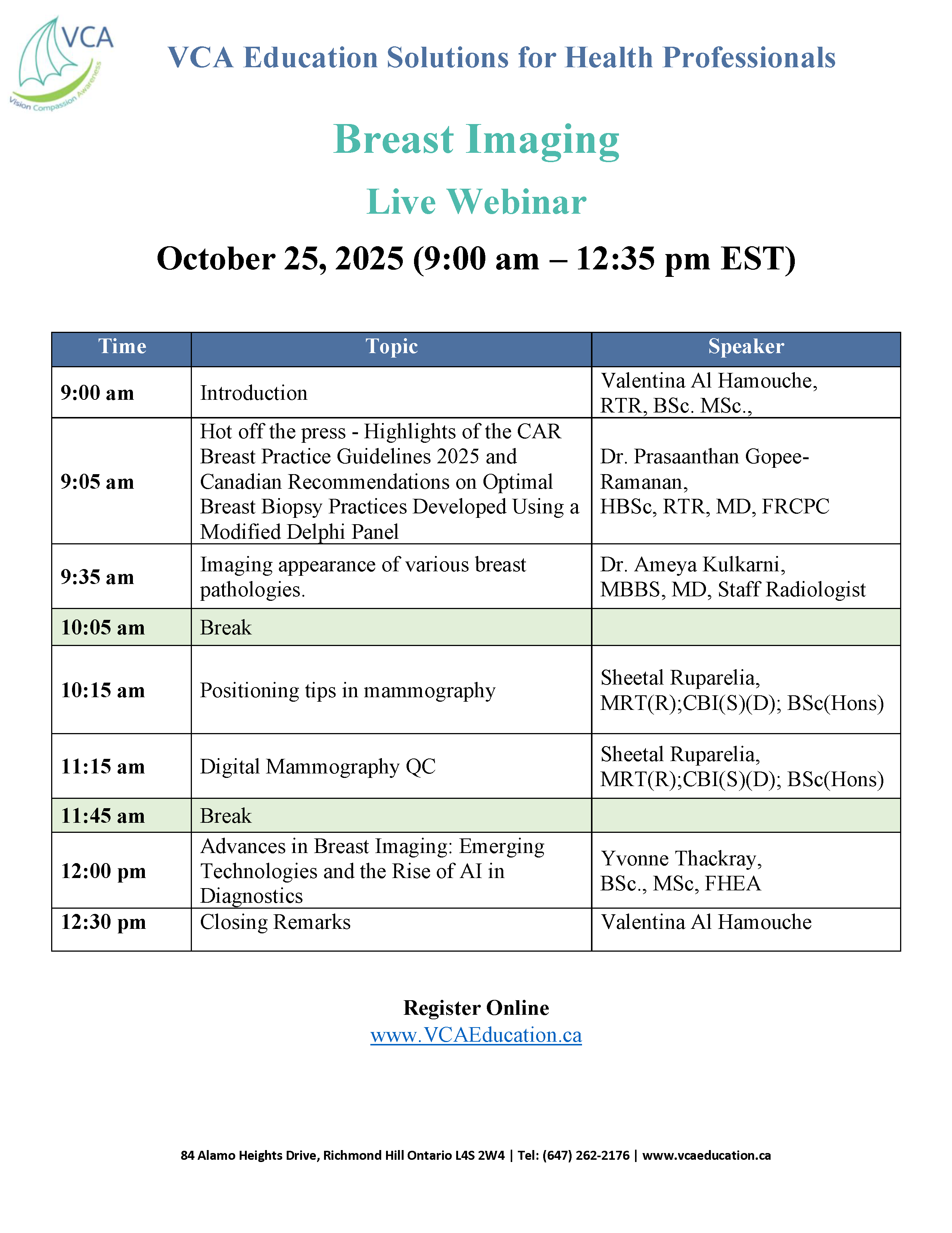 Education Day Schedule