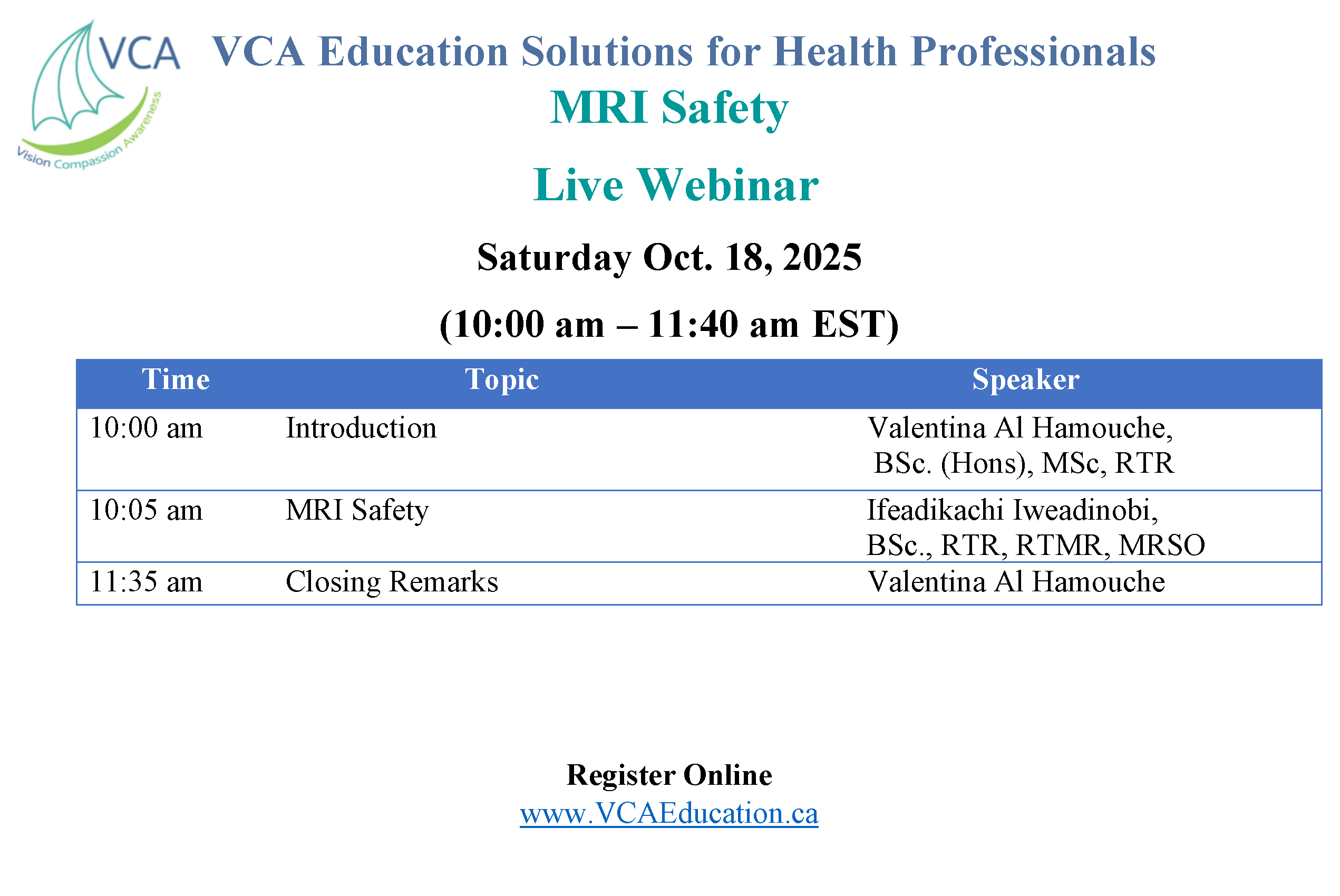 Education Day Schedule